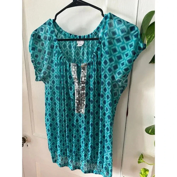 Jacyln Smith blouse women’s size small blue top - Picture 2 of 7